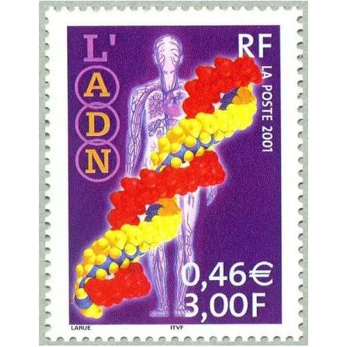 France 2001, Très Beau Timbre Neuf** Luxe Yvert 3423, Le Siècle Au Fil Du Timbre, Découvertes Scientifiques, L'adn.