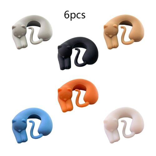Lot De 6 Marqueurs Pour Verres À Vin, En Silicone, Avec Chat, Chien Mignon, Breloques Pour Boisson, Étiquettes D'identification, Tasse, Signes Pour Bar De Fête