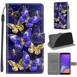 Saturcase Coque Pour Samsung Galaxy A7 2018, Beau Pu Cuir Magnétique Flip Portefeuille Support Porte-Carte Dragonne Protecteur Housse Étui Pour Samsung Galaxy A7 2018 (Dy-26)