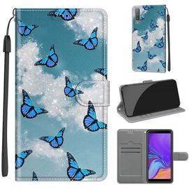 Saturcase Coque Pour Samsung Galaxy A7 2018, Beau Pu Cuir Magnétique Flip Portefeuille Support Porte-Carte Dragonne Protecteur Housse Étui Pour Samsung Galaxy A7 2018 (Dy-24)