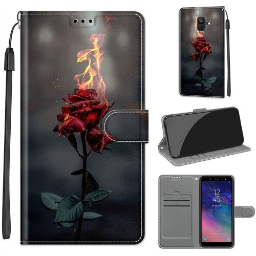 Saturcase Coque Pour Samsung Galaxy A6 2018, Beau Pu Cuir Magnétique Flip Portefeuille Support Porte-Carte Dragonne Protecteur Housse Étui Pour Samsung Galaxy A6 2018 (Dy-29)