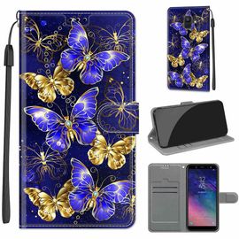 Saturcase Coque Pour Samsung Galaxy A6 2018, Beau Pu Cuir Magnétique Flip Portefeuille Support Porte-Carte Dragonne Protecteur Housse Étui Pour Samsung Galaxy A6 2018 (Dy-26)