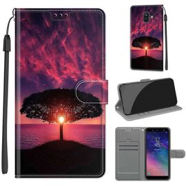 Saturcase Coque Pour Samsung Galaxy A6 2018, Beau Pu Cuir Magnétique Flip Portefeuille Support Porte-Carte Dragonne Protecteur Housse Étui Pour Samsung Galaxy A6 2018 (Dy-25)
