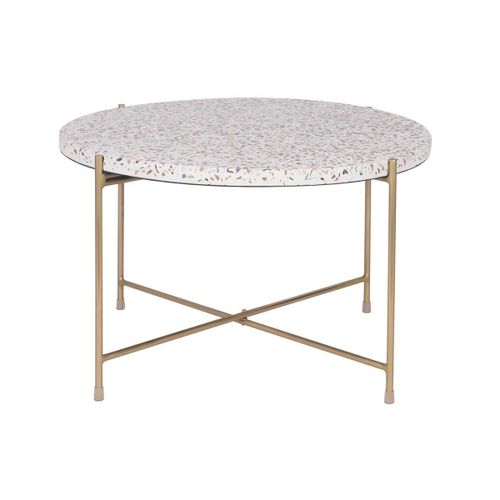 Table Basse Design En Terrazzo Et Métal Doré D55 Cm Mezzo