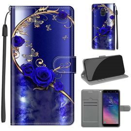 Saturcase Coque Pour Samsung Galaxy A6 2018, Beau Pu Cuir Magnétique Flip Portefeuille Support Porte-Carte Dragonne Protecteur Housse Étui Pour Samsung Galaxy A6 2018 (Dy-22)