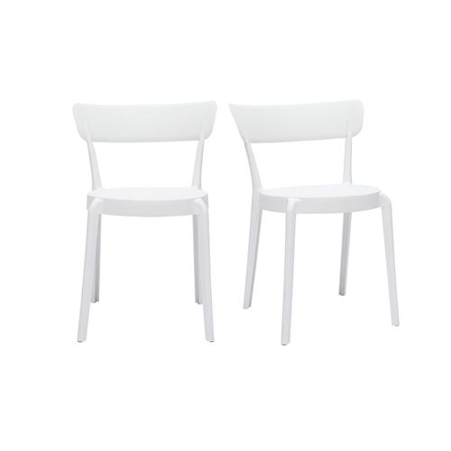 Chaises Plastique Blanc Empilables Intérieur/Extérieur (Lot De 2) Rios