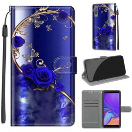 Saturcase Coque Pour Samsung Galaxy A7 2018, Beau Pu Cuir Magnétique Flip Portefeuille Support Porte-Carte Dragonne Protecteur Housse Étui Pour Samsung Galaxy A7 2018 (Dy-22)