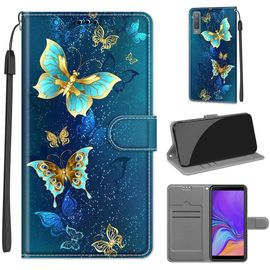 Saturcase Coque Pour Samsung Galaxy A7 2018, Beau Pu Cuir Magnétique Flip Portefeuille Support Porte-Carte Dragonne Protecteur Housse Étui Pour Samsung Galaxy A7 2018 (Dy-21)