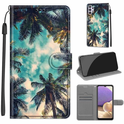Saturcase Coque Pour Samsung Galaxy A32 5g, Beau Pu Cuir Magnétique Flip Portefeuille Support Porte-Carte Dragonne Protecteur Housse Étui Pour Samsung Galaxy A32 5g (Dy-30)