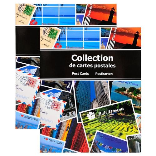 Exacompta Lot De 2 Albums De Collection Pour 200 Cartes Postales 20x25,5 Cm