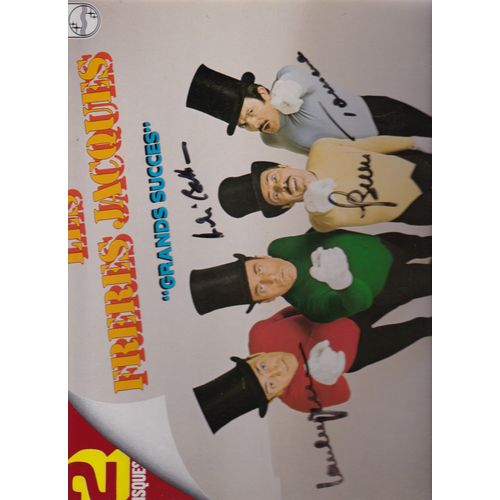 Quadruple Autographe Des Frères Jacques Sur La Pochette Du Double Album "Grands Succès"