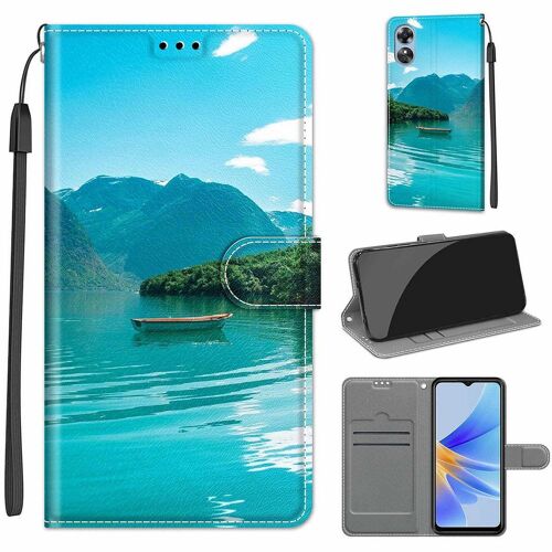 Saturcase Coque Pour Oppo A17, Beau Pu Cuir Magnétique Flip Portefeuille Support Porte-Carte Dragonne Protecteur Housse Étui Pour Oppo A17 (Dy-28)