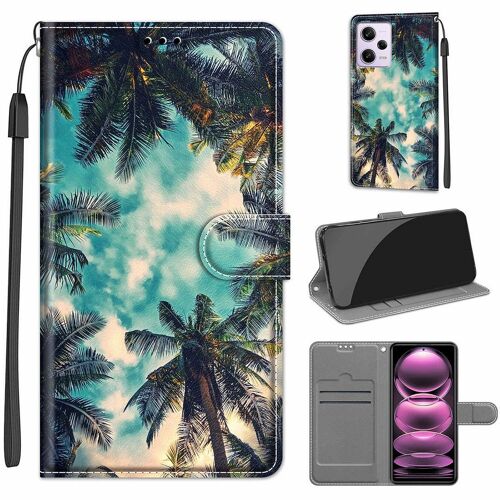 Saturcase Coque Pour Xiaomi Redmi Note 12 Pro 5g, Beau Pu Cuir Magnétique Flip Portefeuille Support Porte-Carte Dragonne Protecteur Housse Étui Pour Xiaomi Redmi Note 12 Pro 5g (Dy-30)