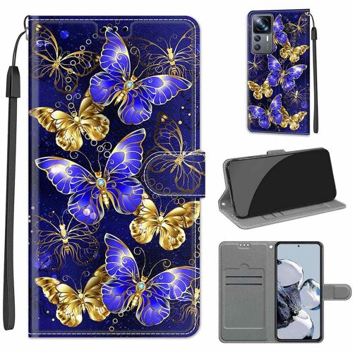 Saturcase Coque Pour Xiaomi 12t / 12t Pro, Beau Pu Cuir Magnétique Flip Portefeuille Support Porte-Carte Dragonne Protecteur Housse Étui Pour Xiaomi 12t / 12t Pro (Dy-26)