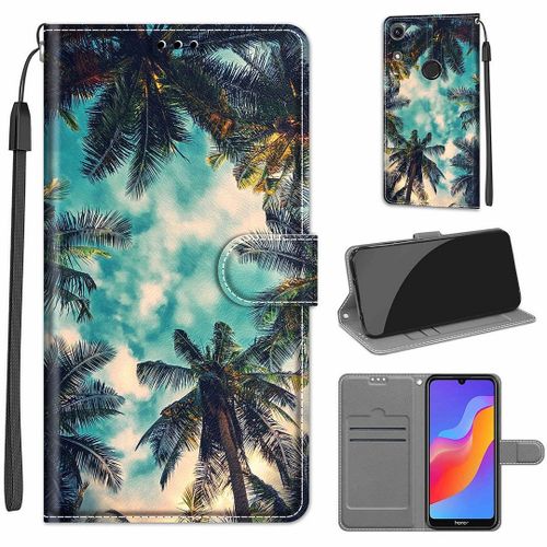 Saturcase Coque Pour Huawei Y6 2019 / Honor 8a, Beau Pu Cuir Magnétique Flip Portefeuille Support Porte-Carte Dragonne Protecteur Housse Étui Pour Huawei Y6 2019 / Honor 8a (Dy-30)