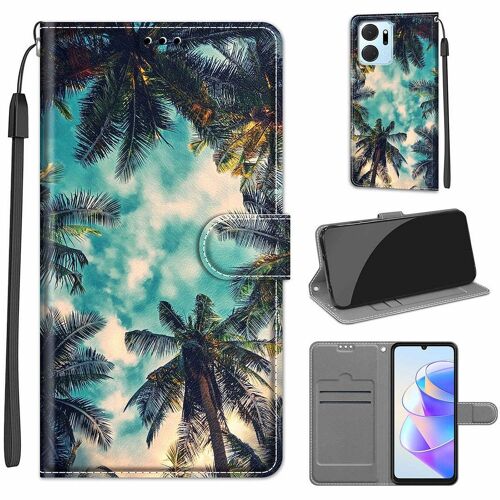 Saturcase Coque Pour Honor X7a / Honor Play 7t, Beau Pu Cuir Magnétique Flip Portefeuille Support Porte-Carte Dragonne Protecteur Housse Étui Pour Honor X7a / Honor Play 7t (Dy-30)