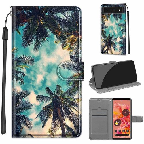 Saturcase Coque Pour Google Pixel 6, Beau Pu Cuir Magnétique Flip Portefeuille Support Porte-Carte Dragonne Protecteur Housse Étui Pour Google Pixel 6 (Dy-30)