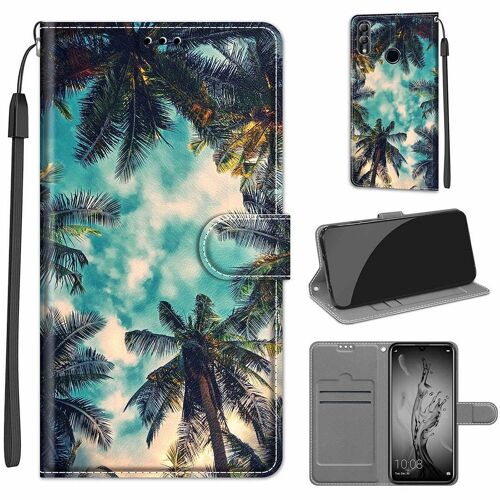 Saturcase Coque Pour Huawei P Smart 2019, Beau Pu Cuir Magnétique Flip Portefeuille Support Porte-Carte Dragonne Protecteur Housse Étui Pour Huawei P Smart 2019 (Dy-30)