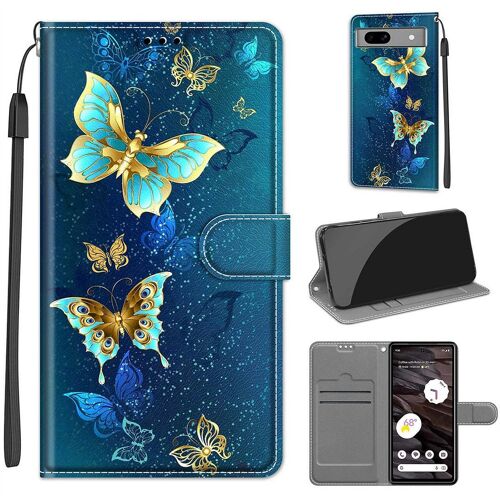 Saturcase Coque Pour Google Pixel 7a, Beau Pu Cuir Magnétique Flip Portefeuille Support Porte-Carte Dragonne Protecteur Housse Étui Pour Google Pixel 7a (Dy-21)
