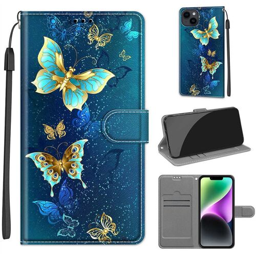 Saturcase Coque Pour Apple Iphone 15, Beau Pu Cuir Magnétique Flip Portefeuille Support Porte-Carte Dragonne Protecteur Housse Étui Pour Apple Iphone 15 (Dy-21)