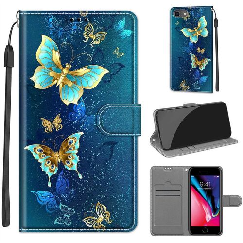 Saturcase Coque Pour Apple Iphone 7 8 Se2 2020 / Se3 2022, Beau Pu Cuir Magnétique Flip Portefeuille Support Porte-Carte Dragonne Protecteur Housse Étui Pour Apple Iphone 7 8 Se2 2020 / Se3 2022 (Dy-21)