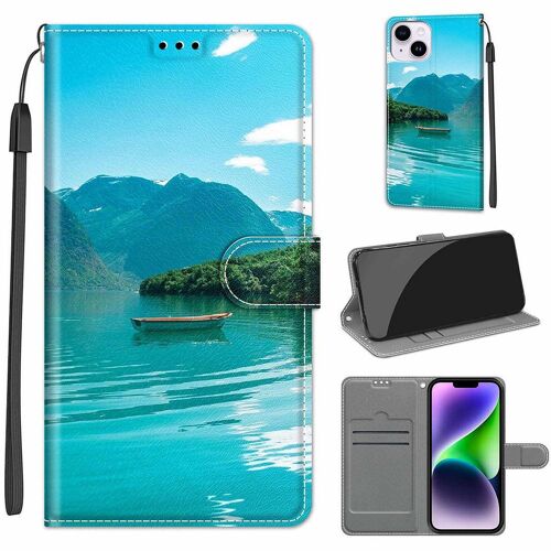 SATURCASE Coque pour Apple iPhone 14 Plus, Beau PU Cuir Magnétique Flip Portefeuille Support Porte-carte Dragonne Protecteur Housse Étui pour Apple iPhone 14 Plus (DY-28)