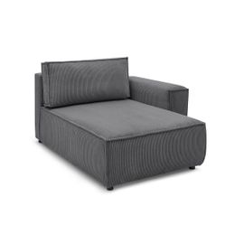 Méridienne Avec Accoudoir Pour Canapé Modulable Nihad Tissu Velours Côtelé Gris Foncé Angle Droit