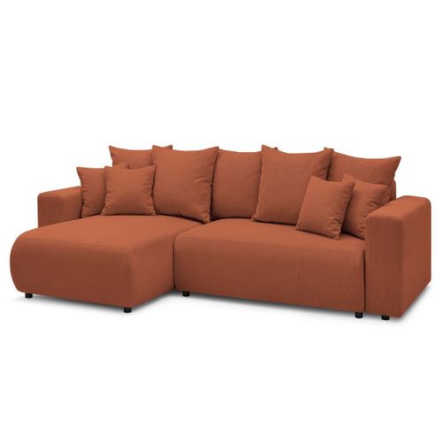 Canapé D'angle Réversible Convertible Coffre Envy Velours Côtelé Terracotta