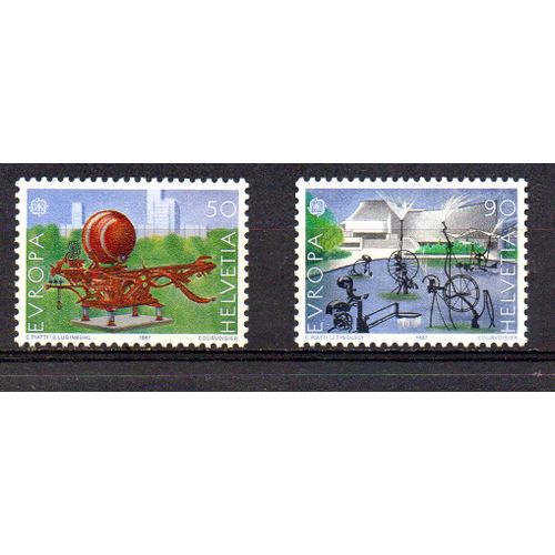 Suisse-  2 Timbres Neufs Europa- Architecture- Sculpture
