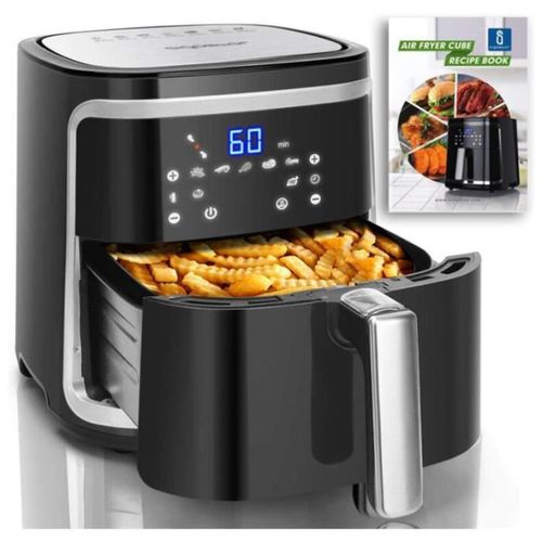 Aigostar Cube - Friteuse à air chaud 0% BPA. 1900W, grande capacité de 7L. 8 programmes, maintien au chaud. Livre de recettes inclus