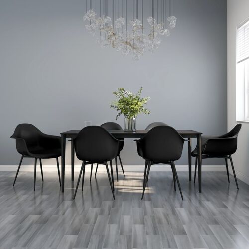 vidaXL Chaises de salle à manger 6 pcs Noir PP