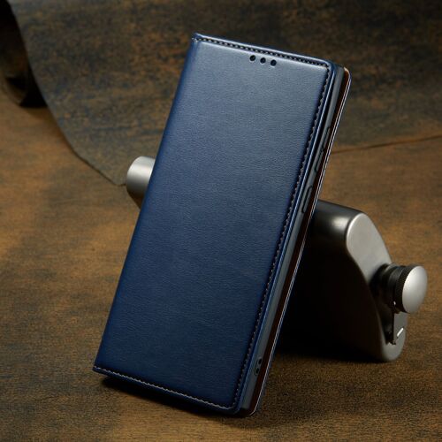 Etui Coque pour Samsung S10 Flip Holder Wallet Housse de téléphone portable anti-chute a absorption magnétique, [Bleu] Portefeuille a motif en cuir