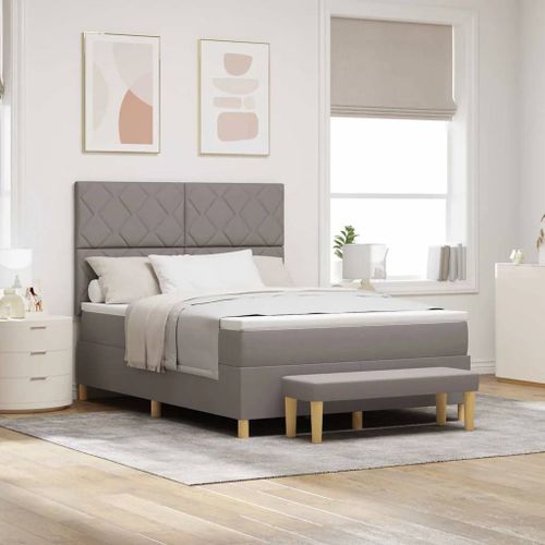 Vidaxl Lit À Ressorts Avec Matelas Taupe 140 X 200 Cm Tissu