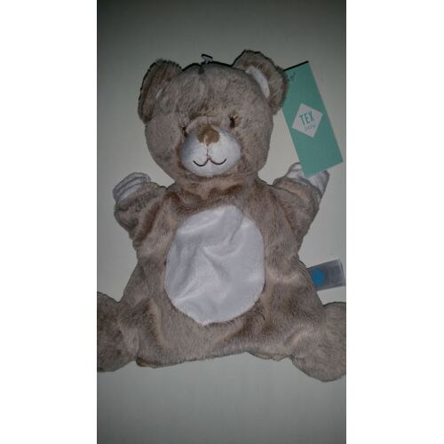Doudou Ours Tex Baby Beige Marron Blanc Marionnette Ourson Naissance Bébé