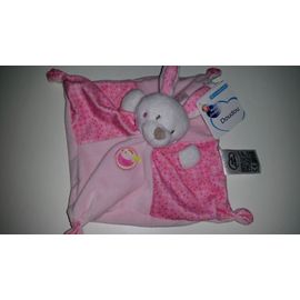 Doudou Plat Lapin Mots D'enfants Leclerc Blanc Rose Jouet Bebe Naissance Peluche Éveil Enfant Comfort Blanket Comforter Soft Toys