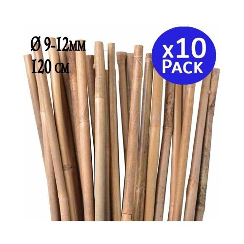 Lot de 10 Tuteur en Bambou 120 cm, 9-12 mm, Tubes en Bambou pour Plantes et Arbres, Baguettes de bambou, Canne de bambou, Tuteur