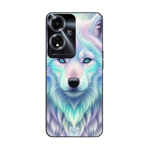 Coque Oppo A59 5g Loup Blanc Reflet Violet