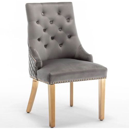 Lot De 4 Chaise Lion Matelassee Gold Noir