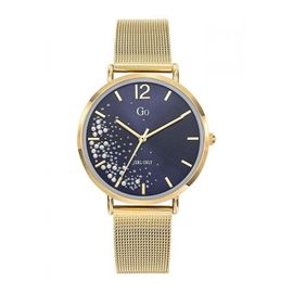 Go Girl Montre Femme Acier Doré Milanais Cadran Bleu Et Strass 695355
