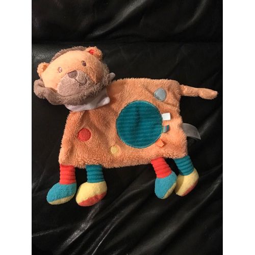 Doudou Plat Lion Simba Toys Bandanas Rayé Orange Cercle Bleu 23 Cm