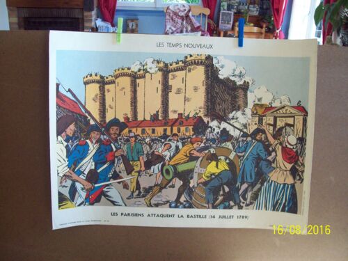 Affiche Scolaire Collection Sudel Tableaux D Histoire Pour Le Cours Elementaire N 25 Les Parisiens Attaquent La Bastille ( 14 Juillet 1789 ) , N 29 La Prise D Alger