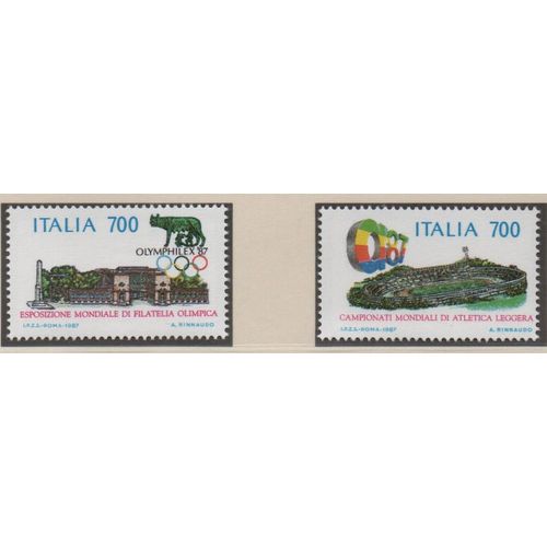 Italie Timbres Championnat Mondiaux D' Athlétisme 1987