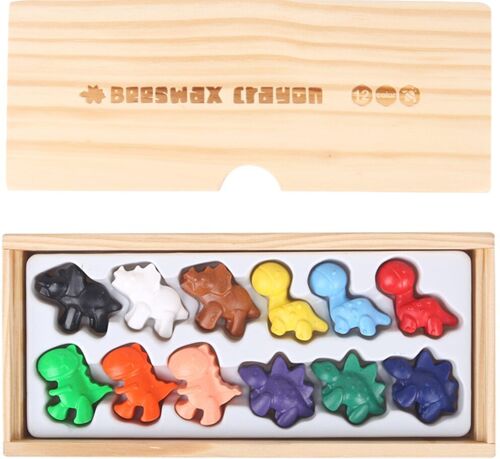 Beeswax Crayon Mignon Dinosaures (12 Couleurs)