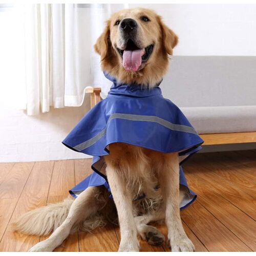 Réglable Étanche Pet Chien À Capuche Imperméable Chien Réfléchissant Manteau De Pluie Veste Chien Vêtements De Pluie Vêtements De Vêtement Pour Petit Moyen Gros Chiens (M, Bleu Foncé)