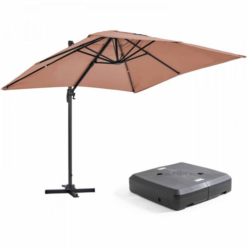 Parasol Déporté Et Dalles À Lester Sur Roues Aluminium Taupe