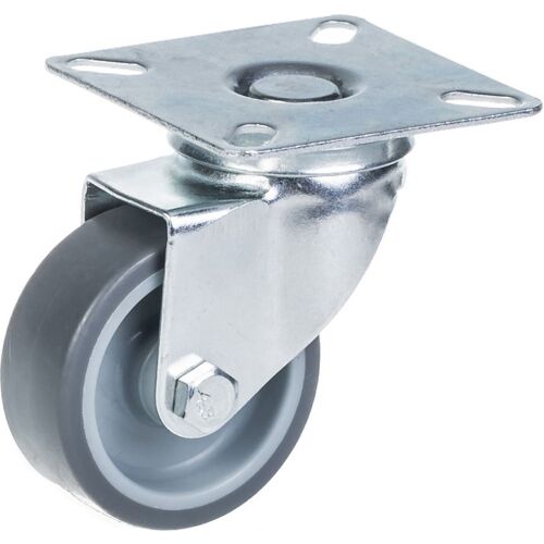 50mm swivel castor with grey TPR-rubber on polypropylene centre wheel