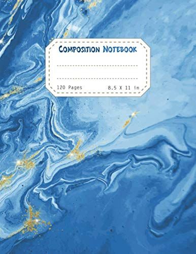 Composition Notebook: Wide Ruled, Large 8.5 X 11, 120 Pages, College Ruled Notebook For Students, Blue Marble Design.