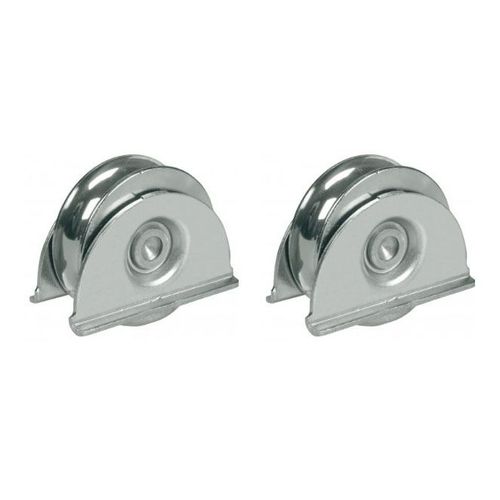 80mm Round groove wheel 16.5mm groove in countersunk bracket - Set of 2