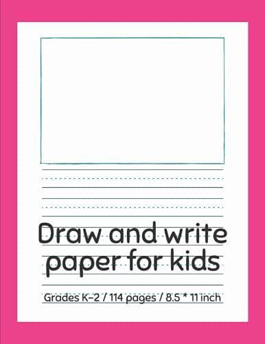 Draw And Write Paper For Kids: Blank Dotted Lined Notebooks. Primary Story Journal Grades K-2. Early Creative Story Book For Kids. Large 8.5'' X 11'' ... Working Page In Pink Frame On The Cover.