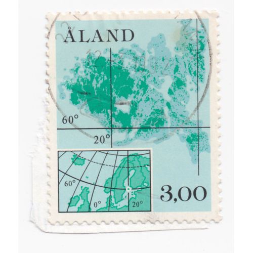 Timbre Åland (Région Autonome De Finlande) : Carte Géographique, 3,00